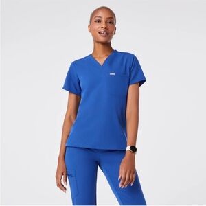 Figs Caterina Women's Blue V-Neck Scrub Top